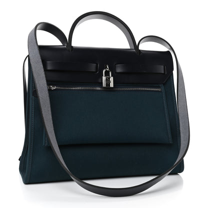 Hermes Toile Vache Hunter Herbag Zip PM 31 Bleu Nuit Bleu Ocean 2 of 4