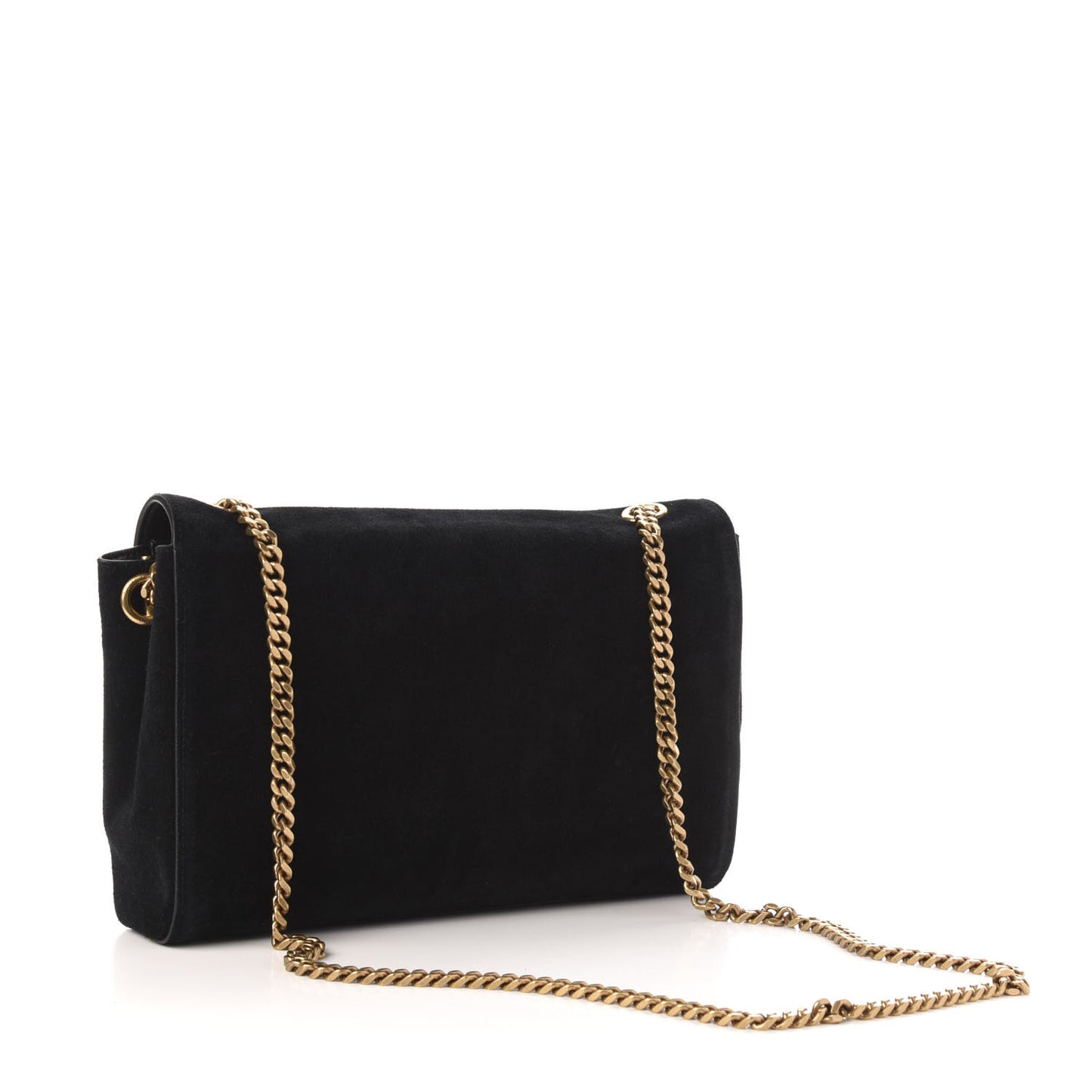 Smooth Calfskin Suede Medium Reversible Monogram Kate Satchel Black
