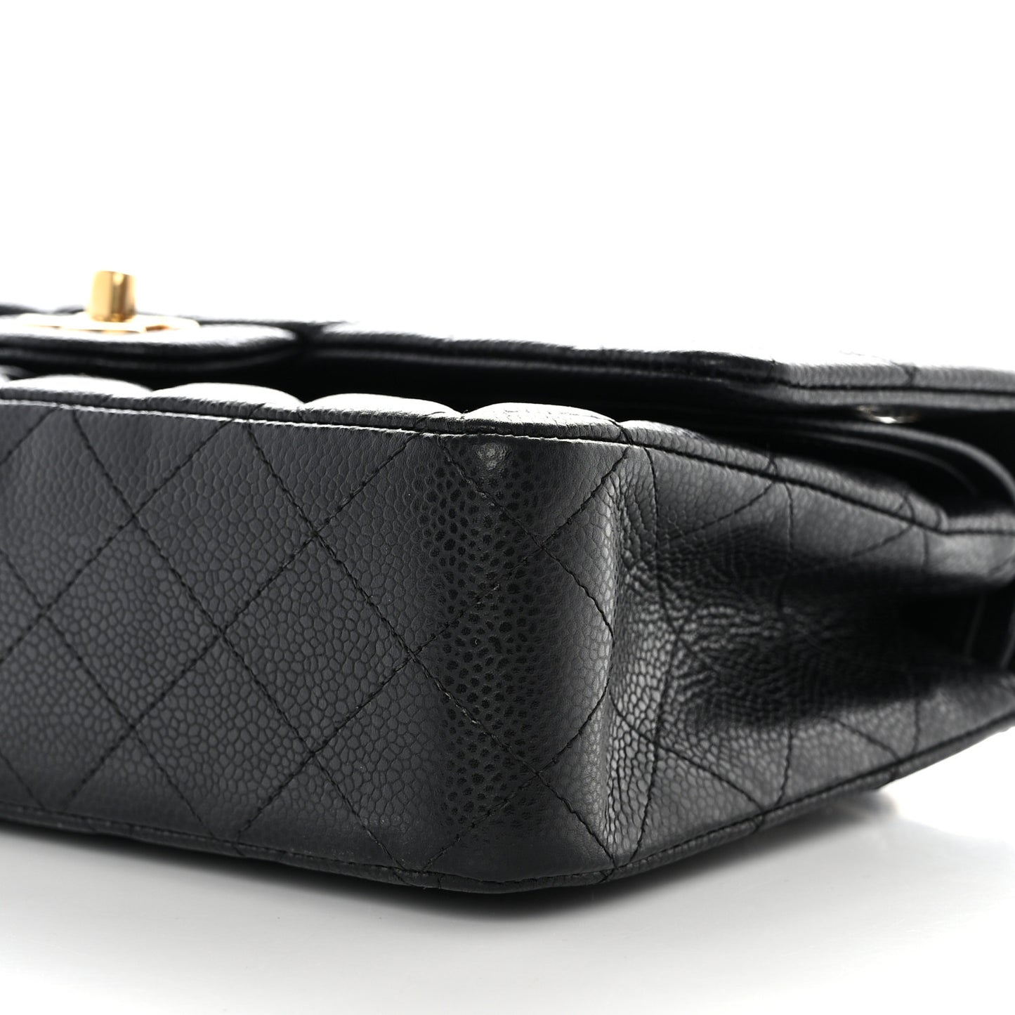 Caviar Quilted Medium Double Flap Black