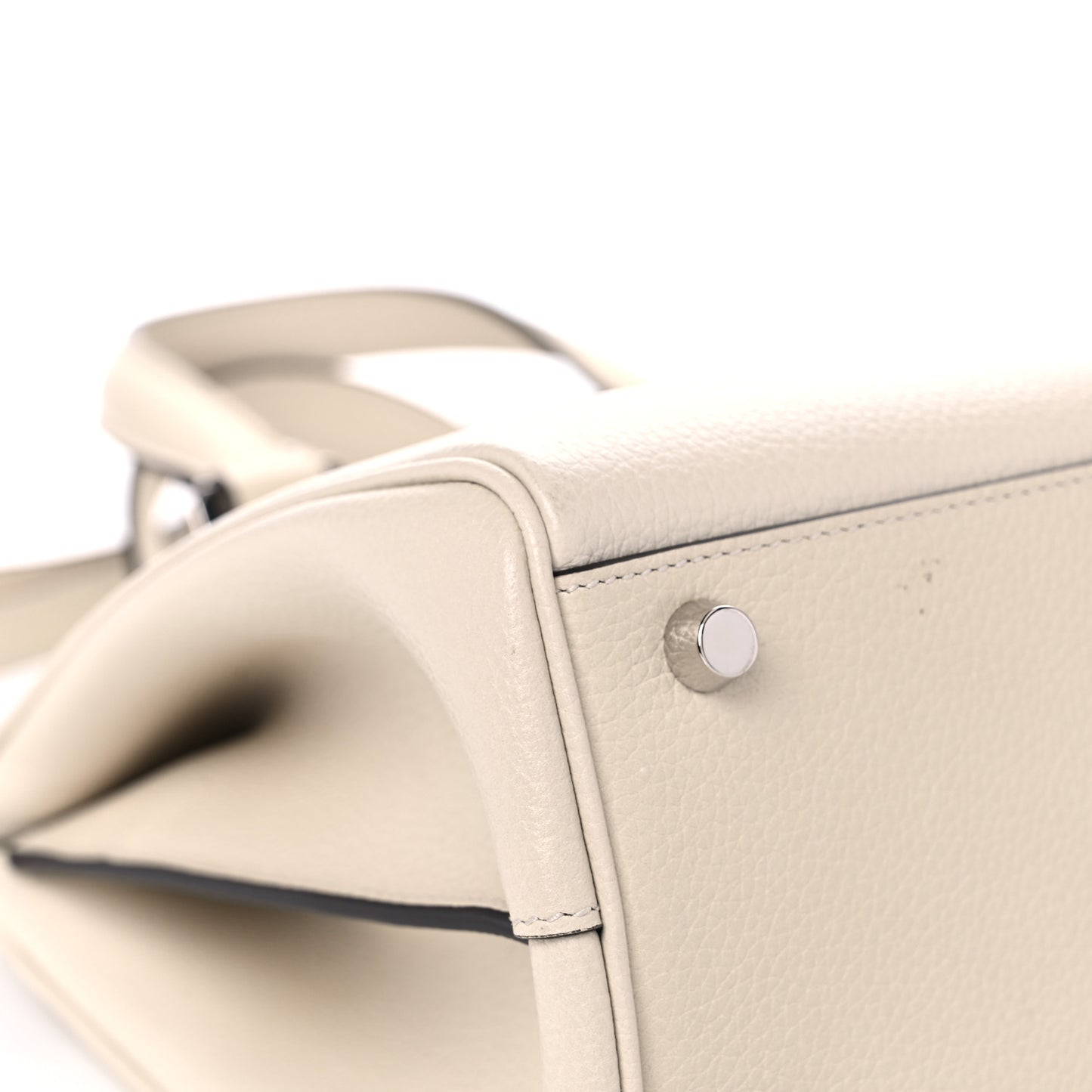 Grainy Calfskin Small Zumi Top Handle Bag Mystic White