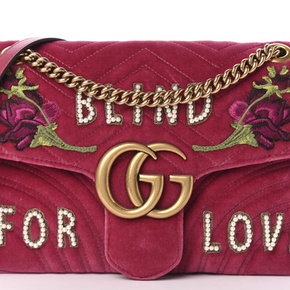 Gucci Velvet Matelasse Blind for Love Embroidered Medium GG Marmont Shoulder Bag Light Raspberry Rose Multicolor 13 of 13
