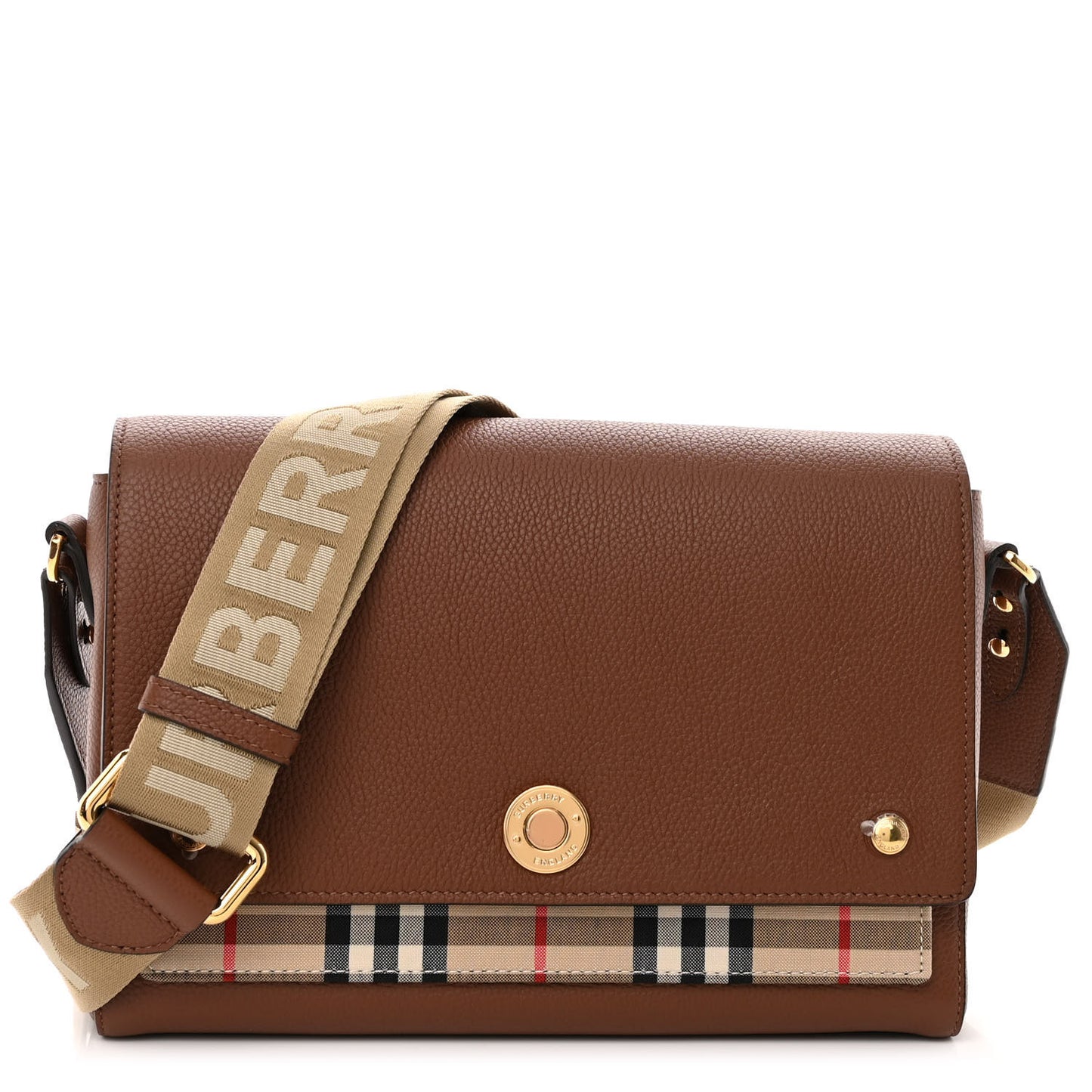 Calfskin Vintage Check Note Crossbody Bag Tan