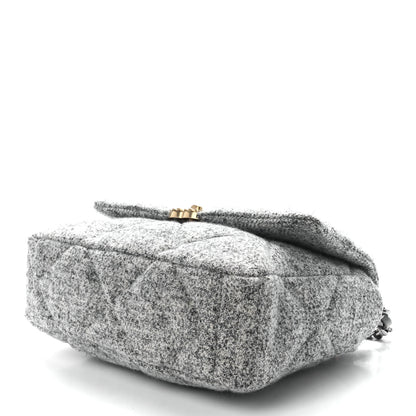 Chanel Tweed Quilted Large Chanel 19 Flap Grey 9 of 12