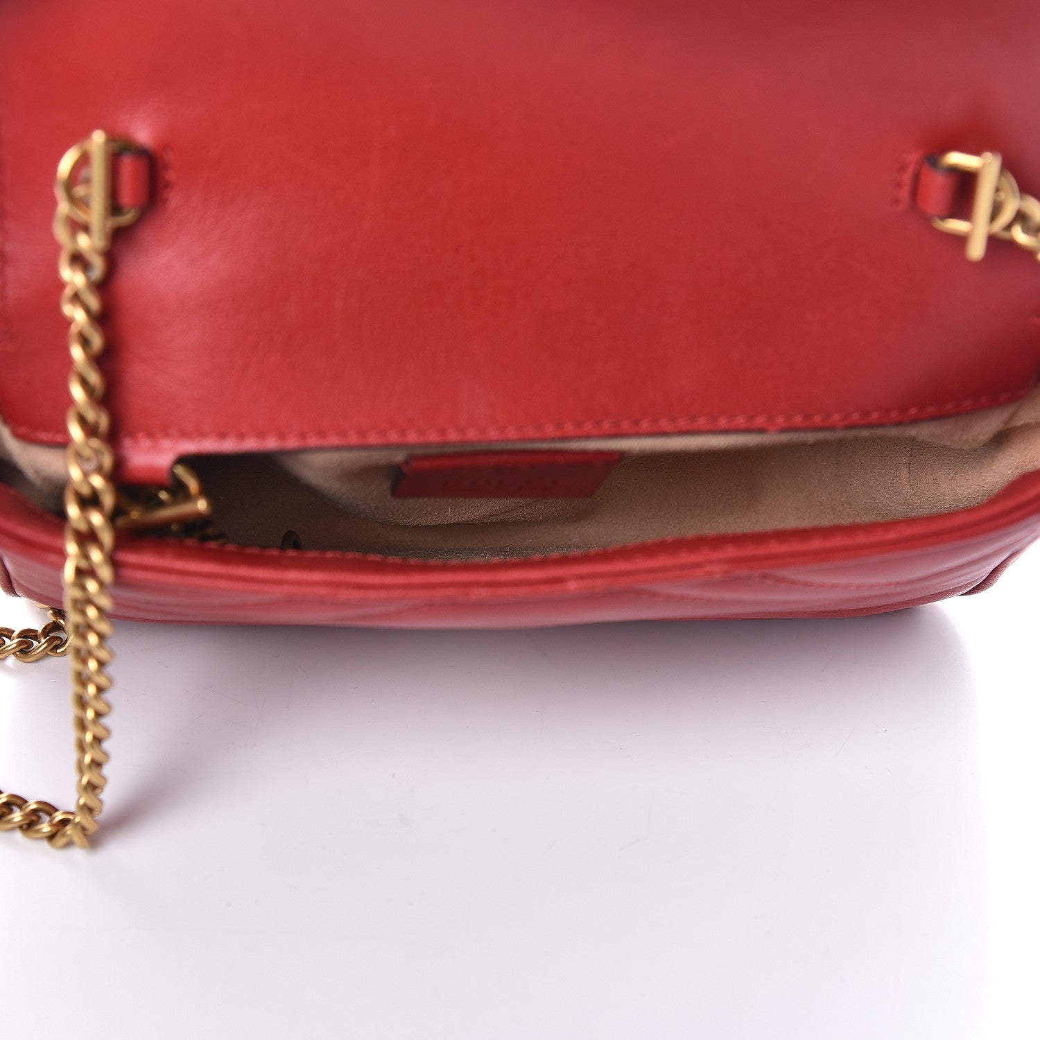 Gucci Calfskin Matelasse Super Mini GG Marmont Shoulder Bag Hibiscus Red 5 of 11