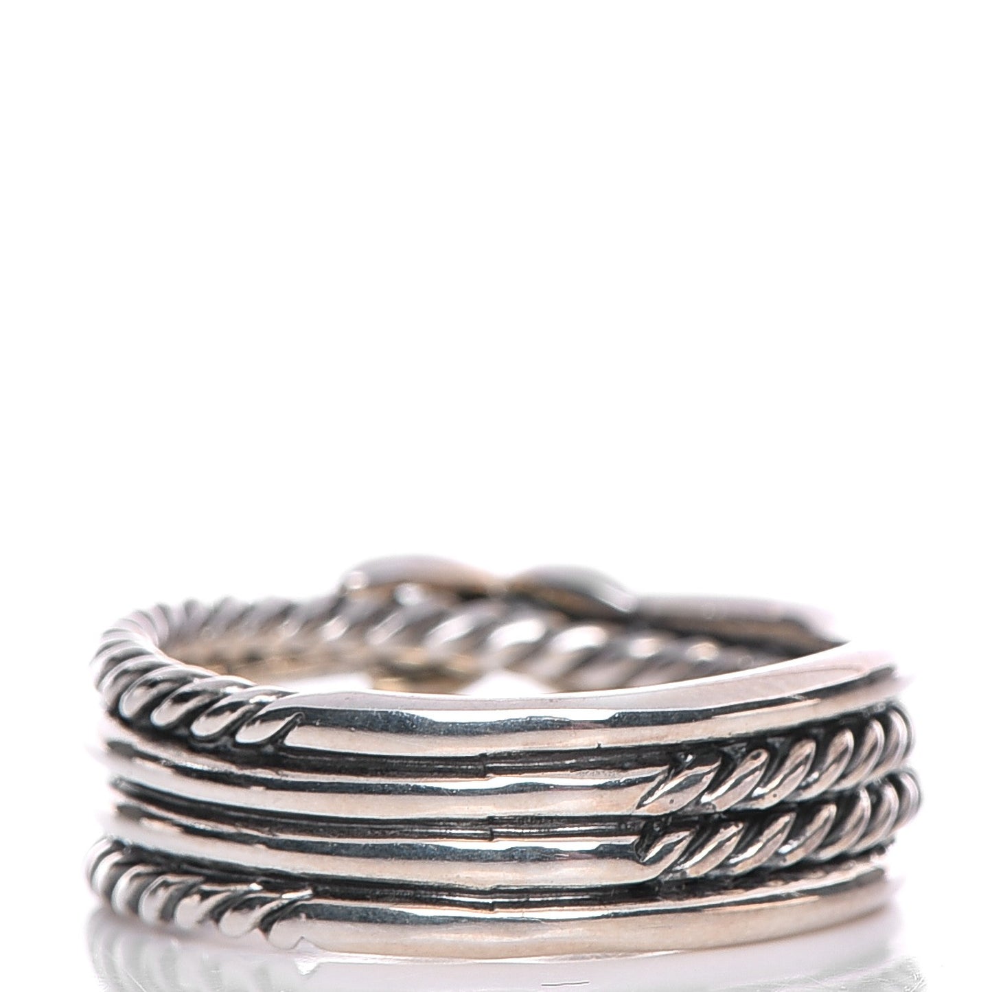 Sterling Silver 18K White Gold 6mm X Crossover Ring 6