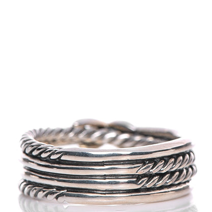 David Yurman Sterling Silver 18K White Gold 6mm X Crossover Ring 6 3 of 7