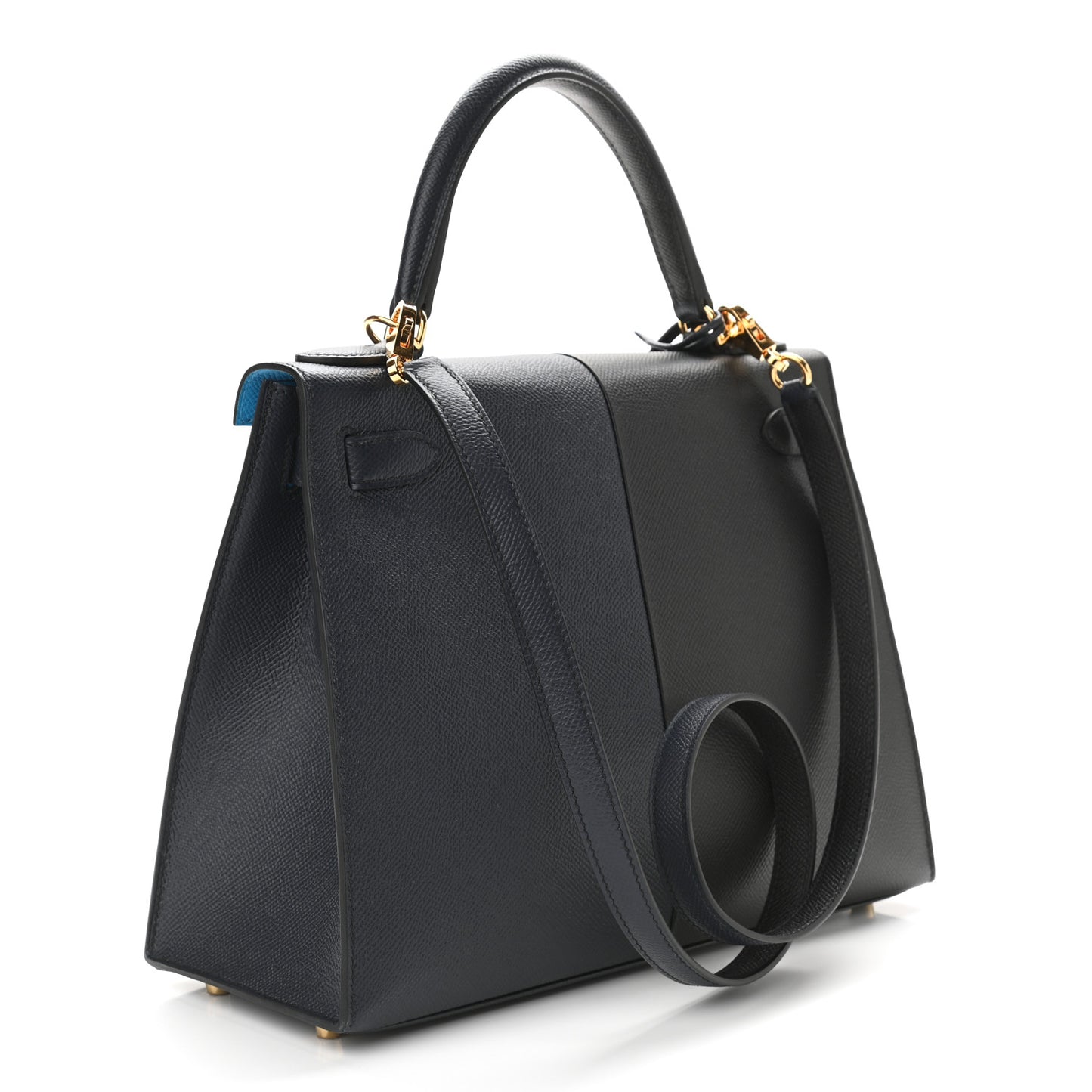 Epsom Casaque Kelly Sellier 28 Bleu Indigo Black Bleu Frida