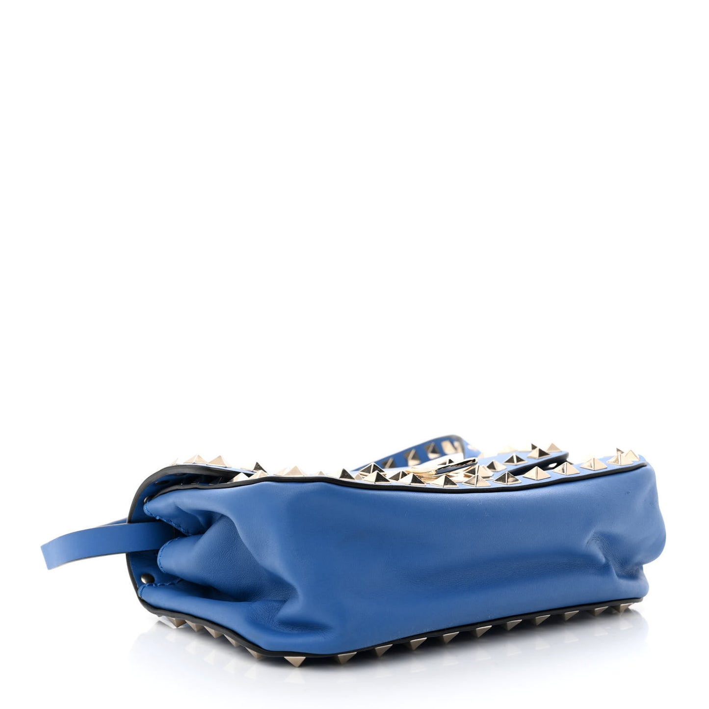 Vitello Mini Rockstud Flap Saddle Crossbody Bag Light Sapphire