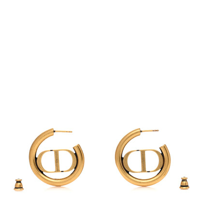 Christian Dior Metal 30 Montaigne Hoop Earrings Aged Gold 3 of 4