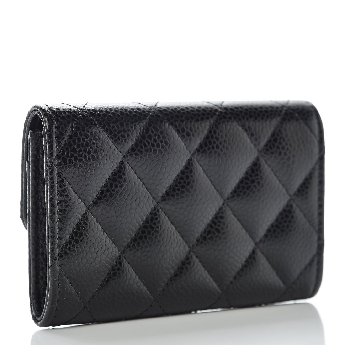 Caviar Quilted Flap Card Holder Black