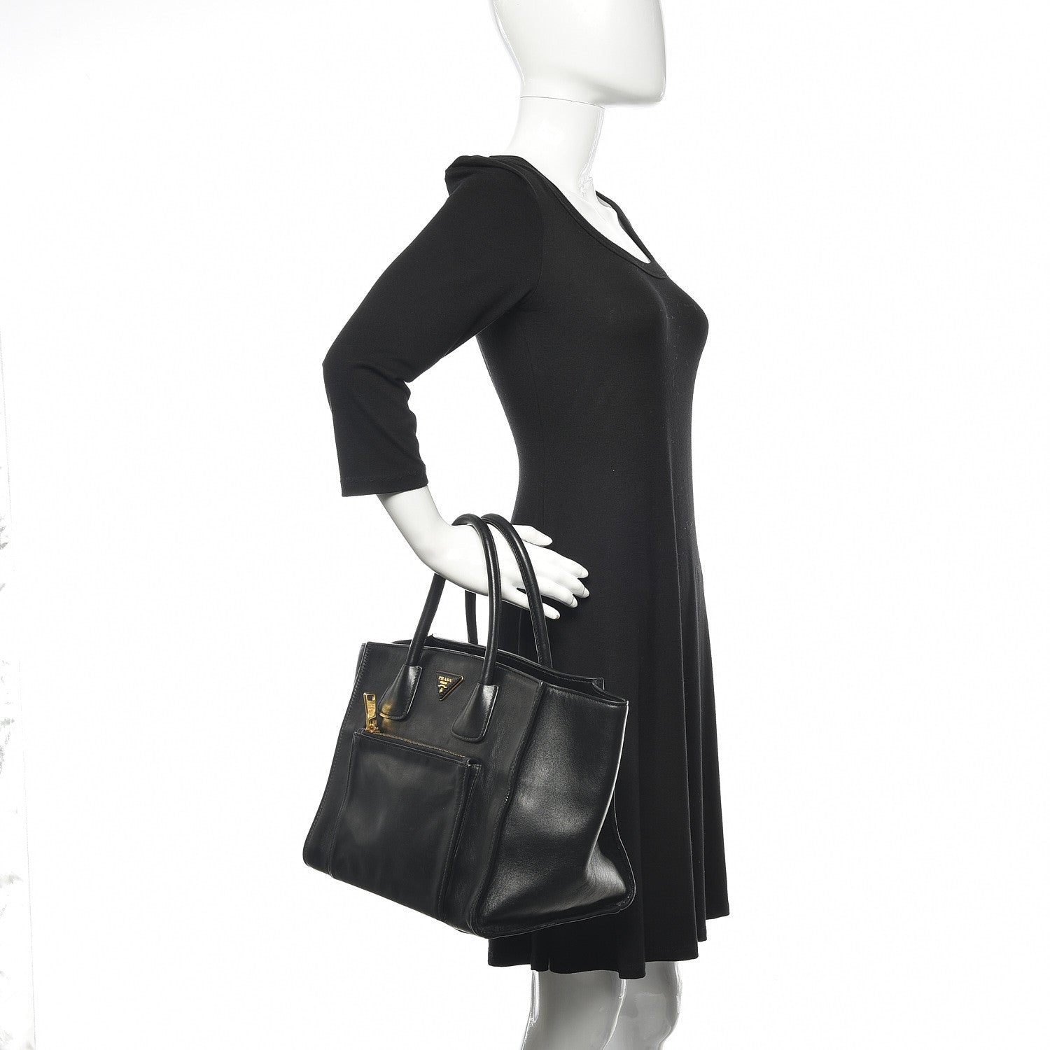 Prada City Calf Front Pocket Tote Black 2 of 18
