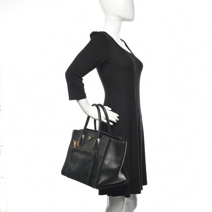 Prada City Calf Front Pocket Tote Black 2 of 18