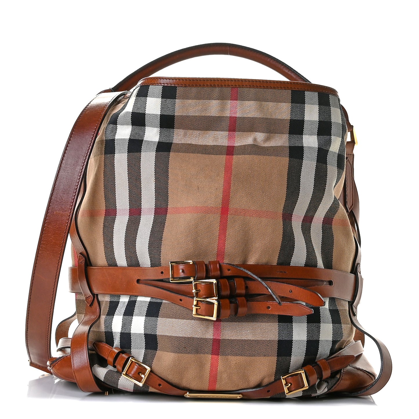 House Check Bridle Calfskin Medium Gosford Hobo Dark Tan