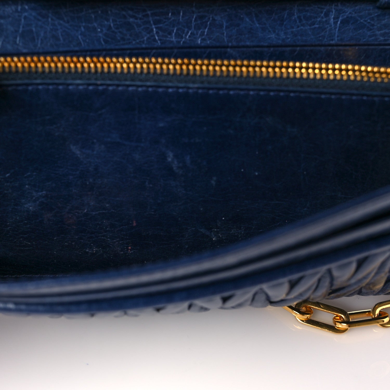 Miu Miu Nappa Matelasse Wallet On Chain Blue 5 of 9
