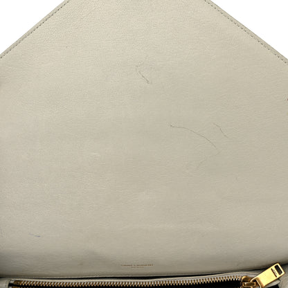 Saint Laurent Sheepskin Matelasse Chevron Monogram Large College Satchel Cream Soft 12 of 21