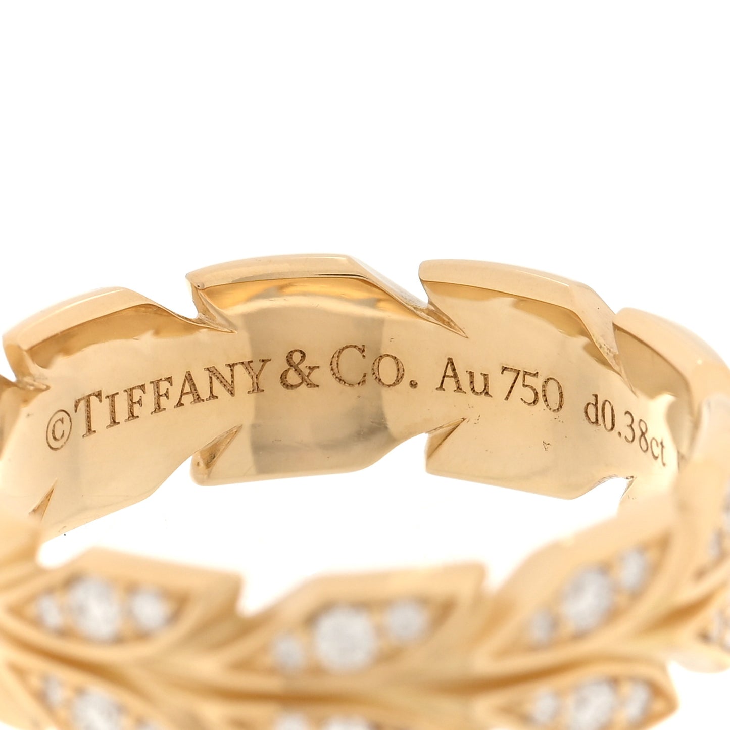 18K Yellow Gold Diamond Victoria Vine Band Ring 54 7