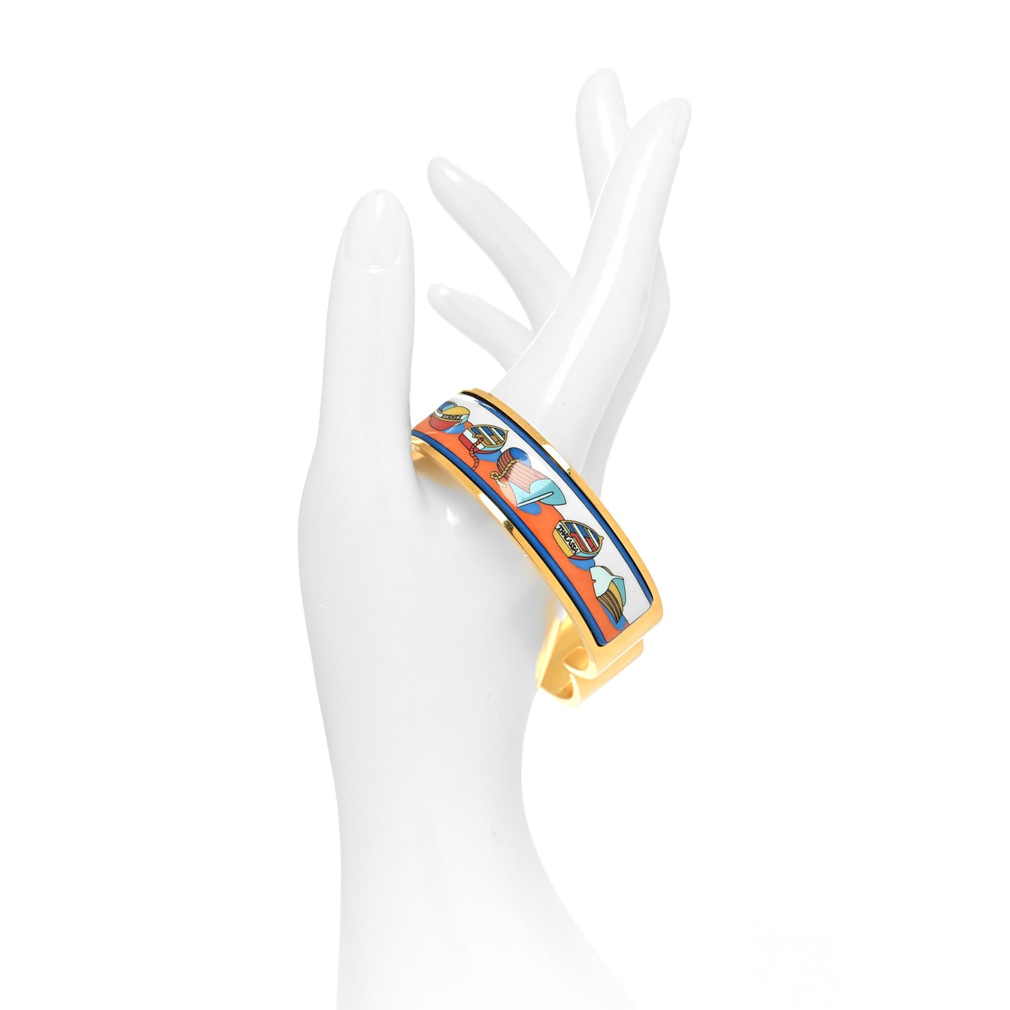 Enamel Printed Wide Thalassa Boats Hinged Bracelet