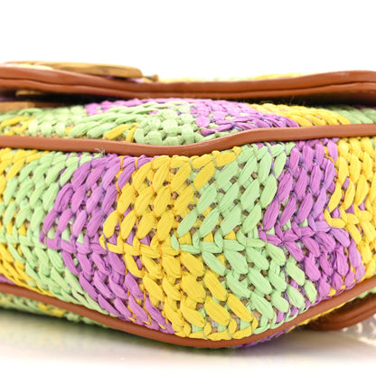 Gucci Woven Raffia Calfskin Super Mini GG Marmont Shoulder Bag Multicolor 9 of 10