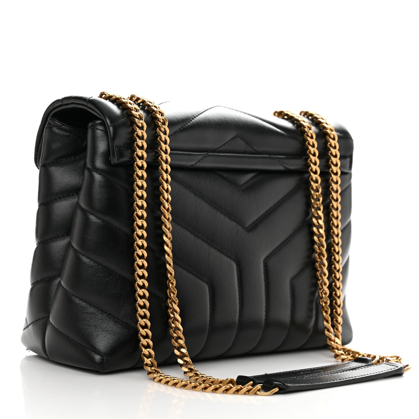 Calfskin Y Quilted Monogram Small Loulou Chain Satchel Black