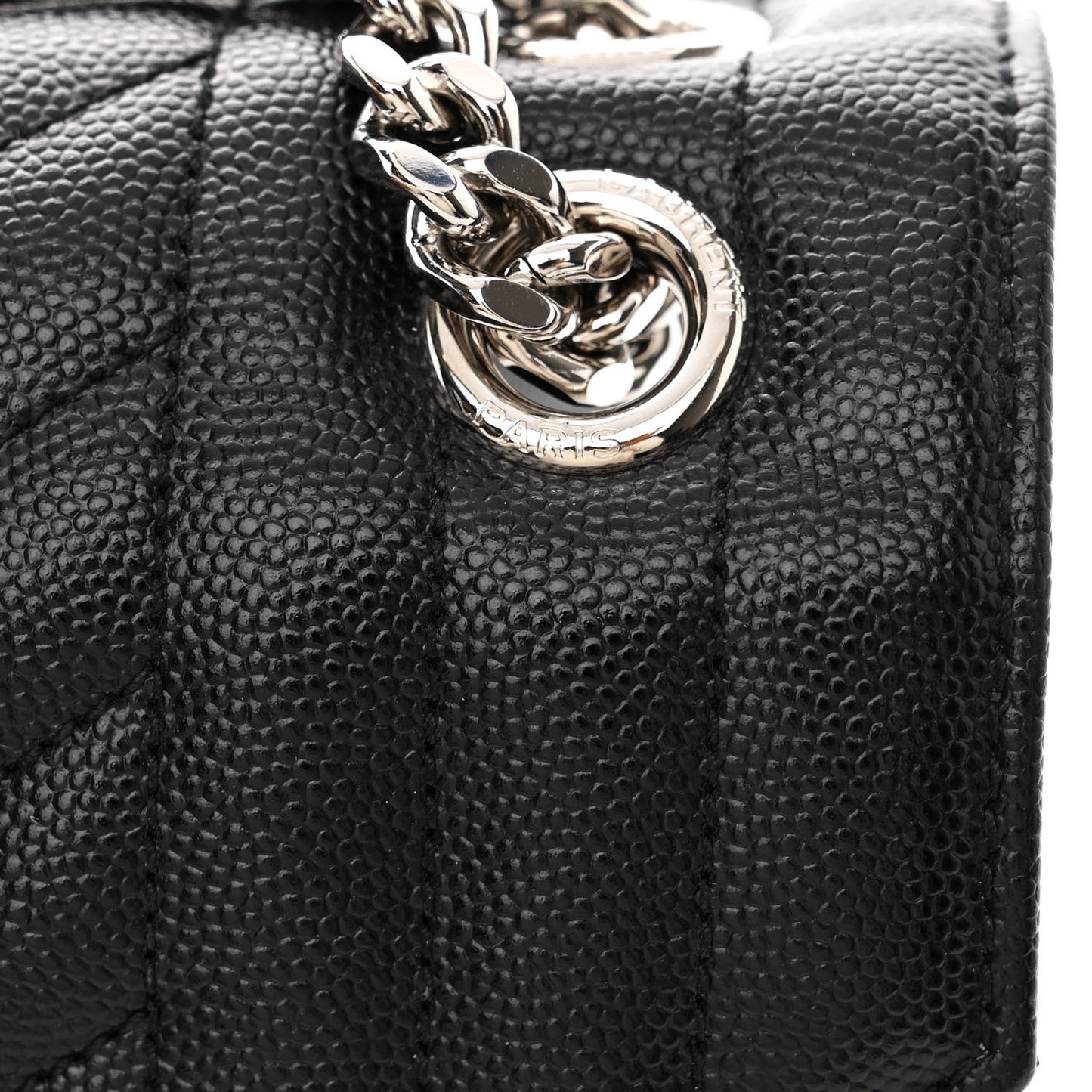 Grain De Poudre Textured Mixed Matelasse Triquilt Medium Monogram Satchel Black