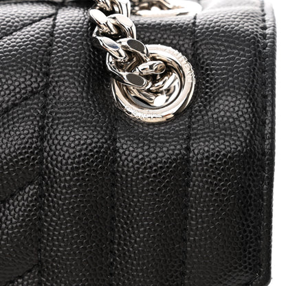 Saint Laurent Grain De Poudre Textured Mixed Matelasse Triquilt Medium Monogram Satchel Black 12 of 12