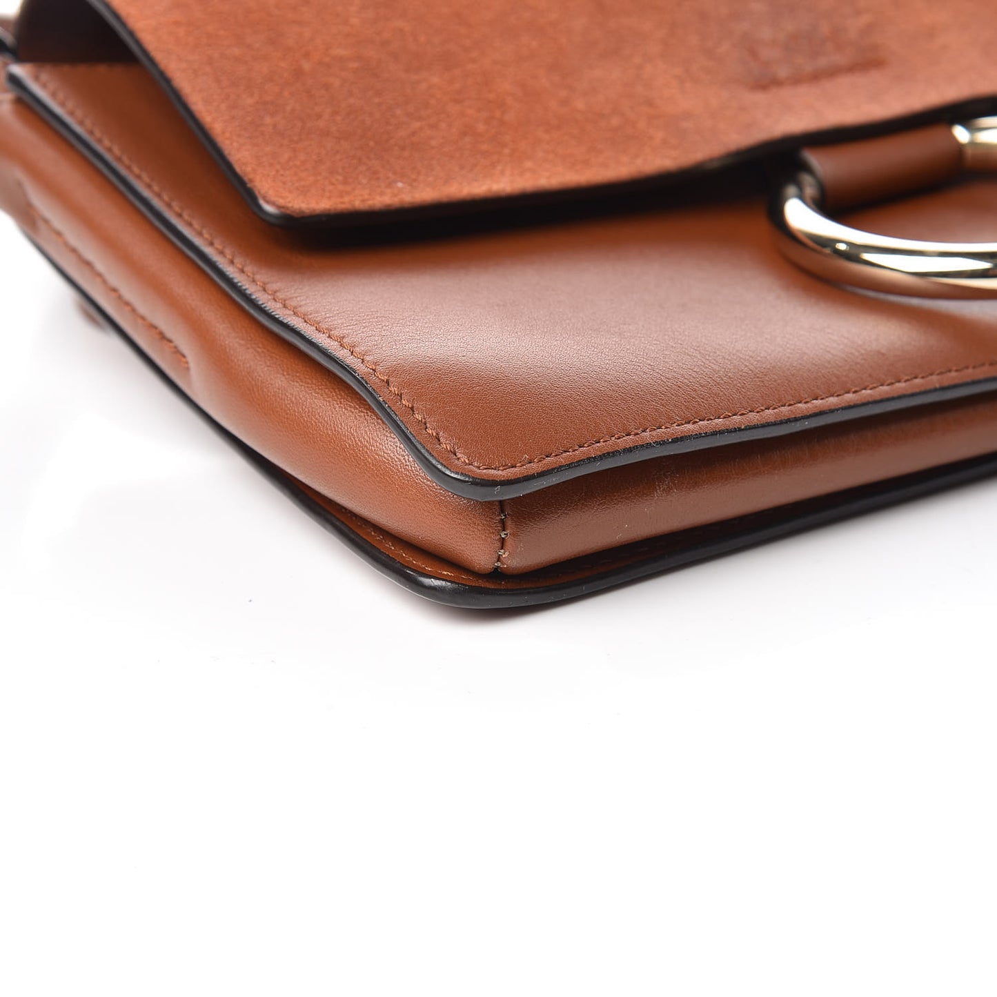 Suede Calfskin Small Faye Shoulder Bag Tobacco