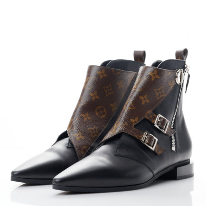 Louis Vuitton Calfskin Monogram Jumble Flat Ankle Boots 40 Black 3 of 8