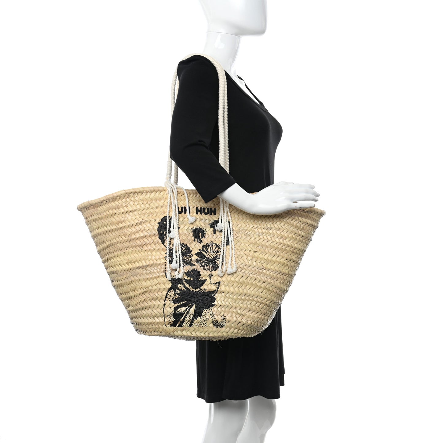 X DAVID KRAMER Raffia Calfskin Panier Bag White