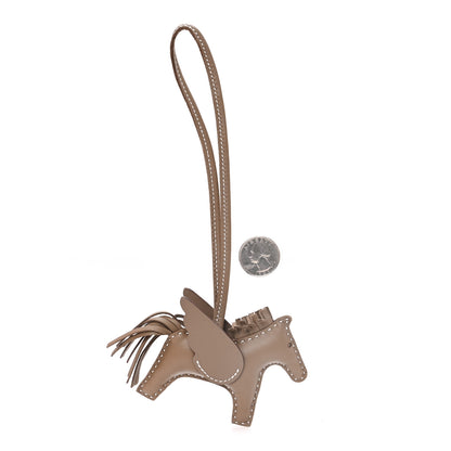 Hermes Milo Lambskin Swift Grigri Rodeo Pegase Horse Bag Charm PM Etoupe 2 of 5