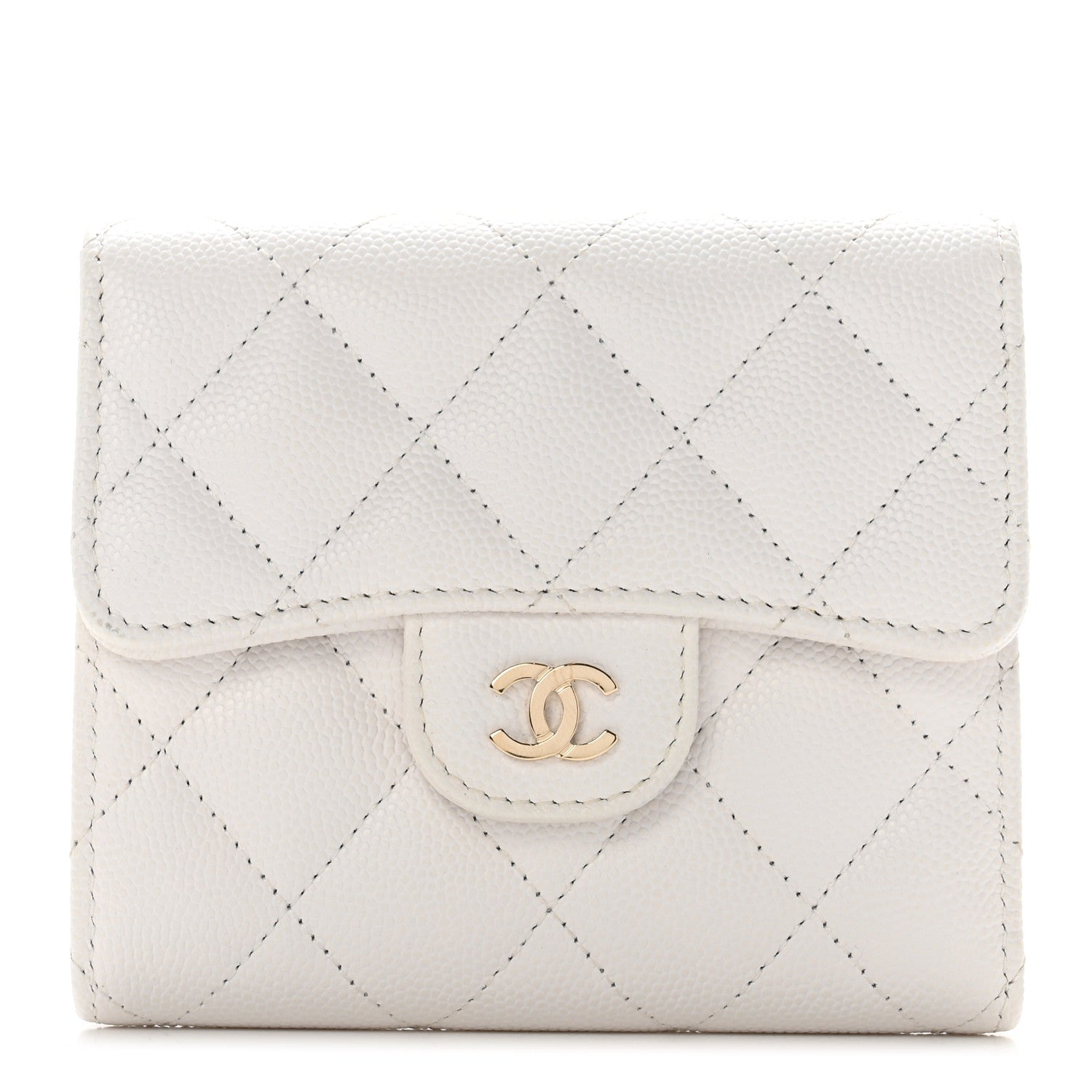 Chanel Caviar Quilted Compact Flap Wallet White 1 of 10