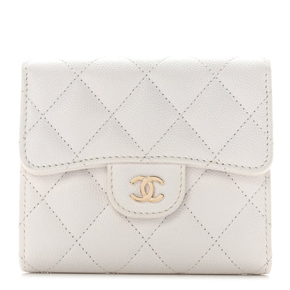 Chanel Caviar Quilted Compact Flap Wallet White 1 of 10