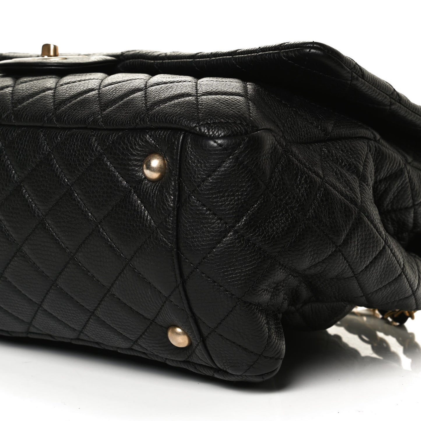 Calfskin Quilted XXL Travel Flap Bag Black