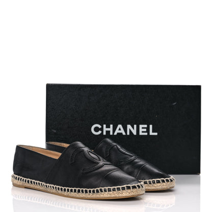 Chanel Lambskin CC Espadrilles 37 Black 9 of 9