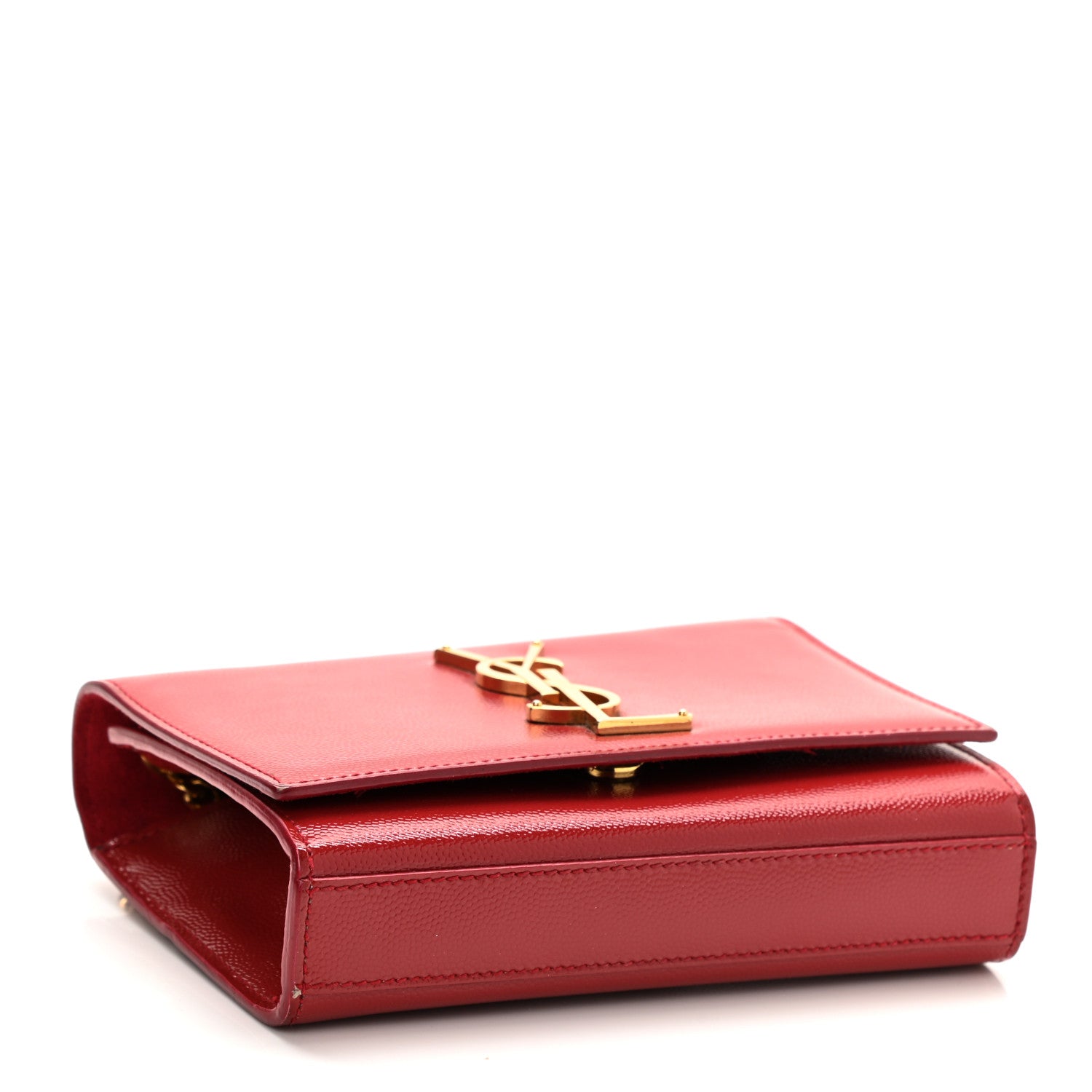Saint Laurent Grain De Poudre Small Monogram Kate Satchel Red 4 of 8