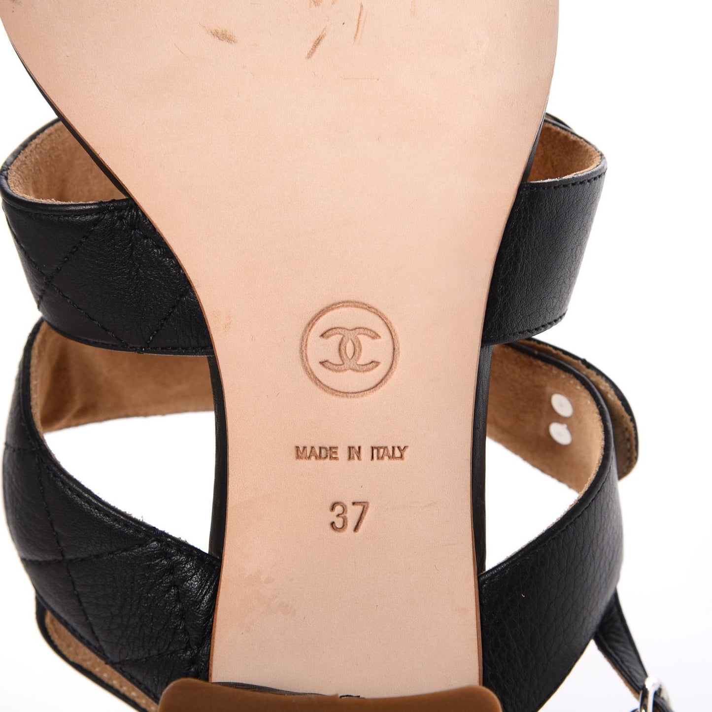 Lambskin Quilted CC Turnlock Sandals 37 Black