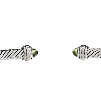 David Yurman Sterling Silver 18K Yellow Gold Peridot 4mm Cable Classics Bracelet 3 of 3