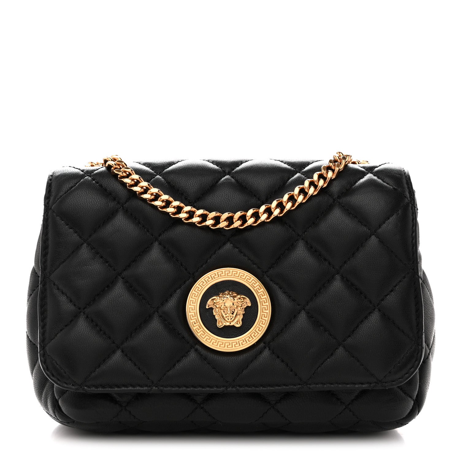 Versace Nappa Quilted Small Medusa Chain Crossbody Black 1 of 10