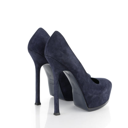 Saint Laurent Suede Tribtoo 105 Platform Pumps 37 Navy 4 of 7