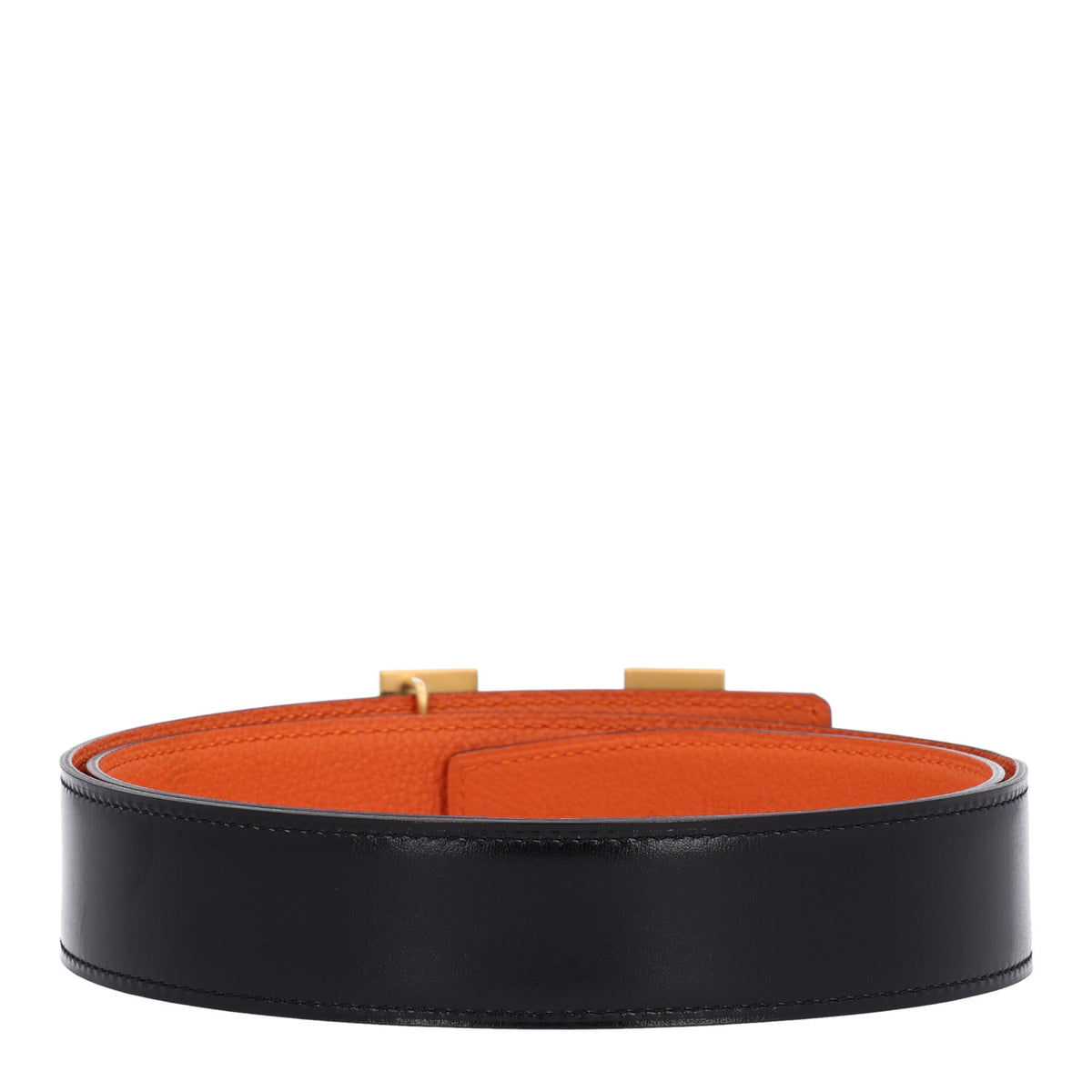 Hermes Box Togo 32mm H Belt 85 34 Black Orange 2 of 7