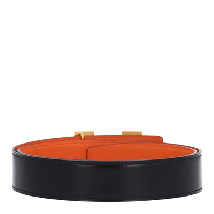 Hermes Box Togo 32mm H Belt 85 34 Black Orange 2 of 7