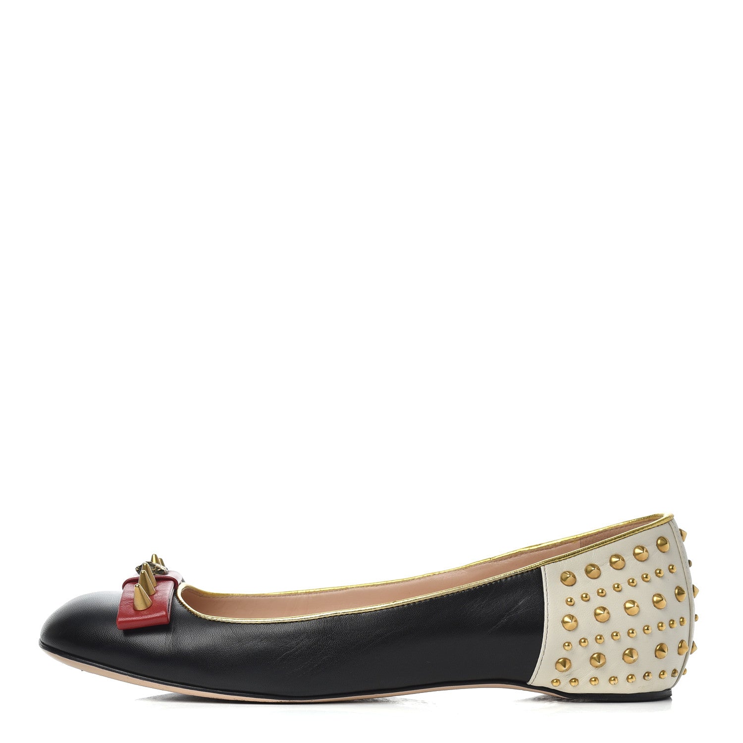 Gucci Calfskin Studded Lexi Ballerina Flats 39.5 Black 1 of 19