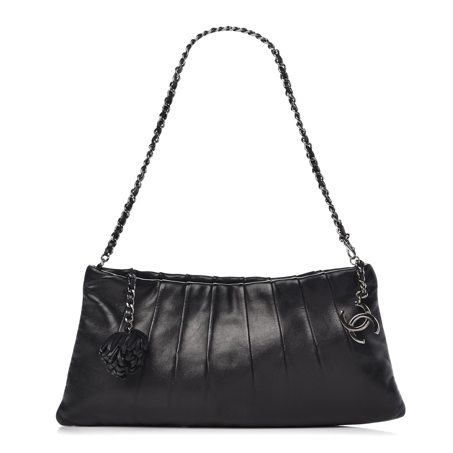 Chanel Lambskin Pleated Tassel Shoulder Bag Black 1 of 8