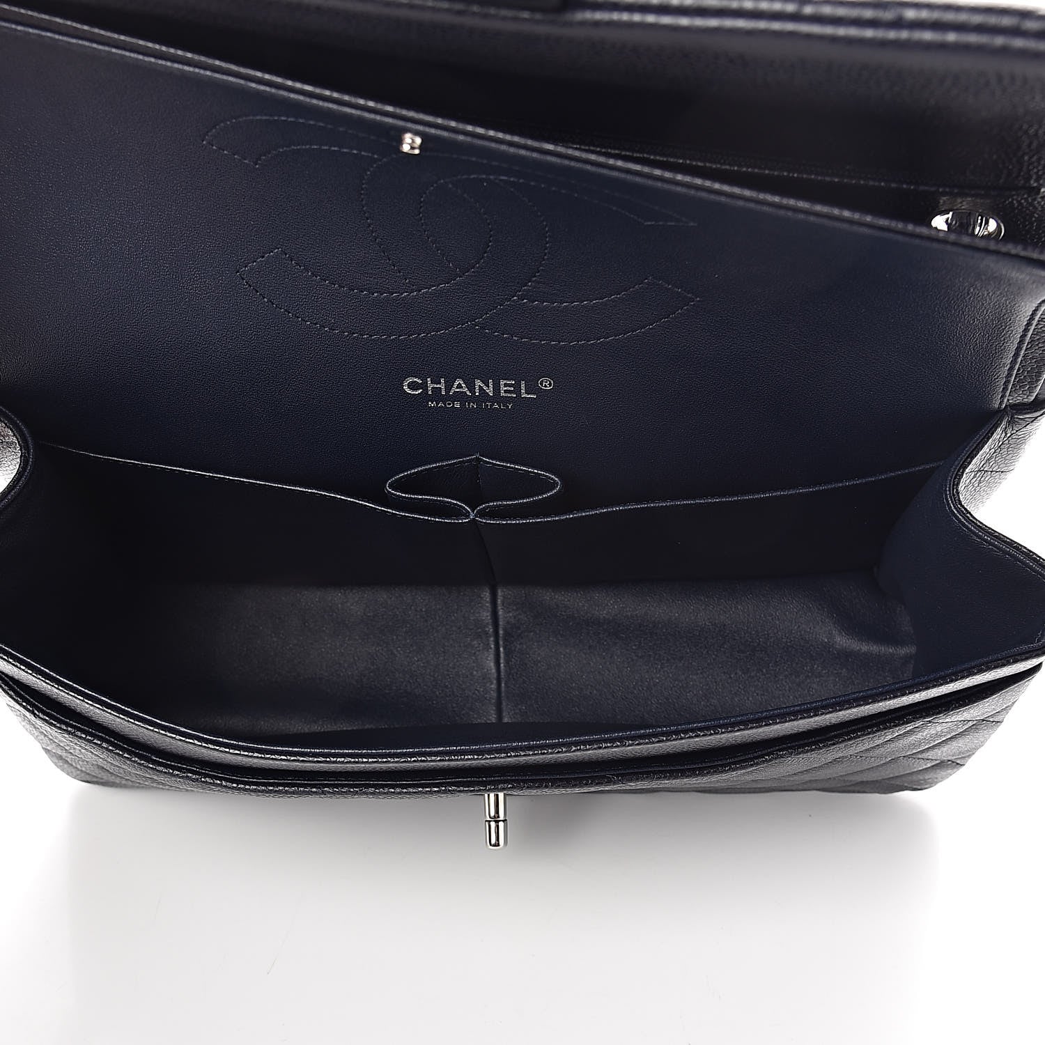 Chanel Caviar Quilted Jumbo Double Flap Navy Blue 5 of 10