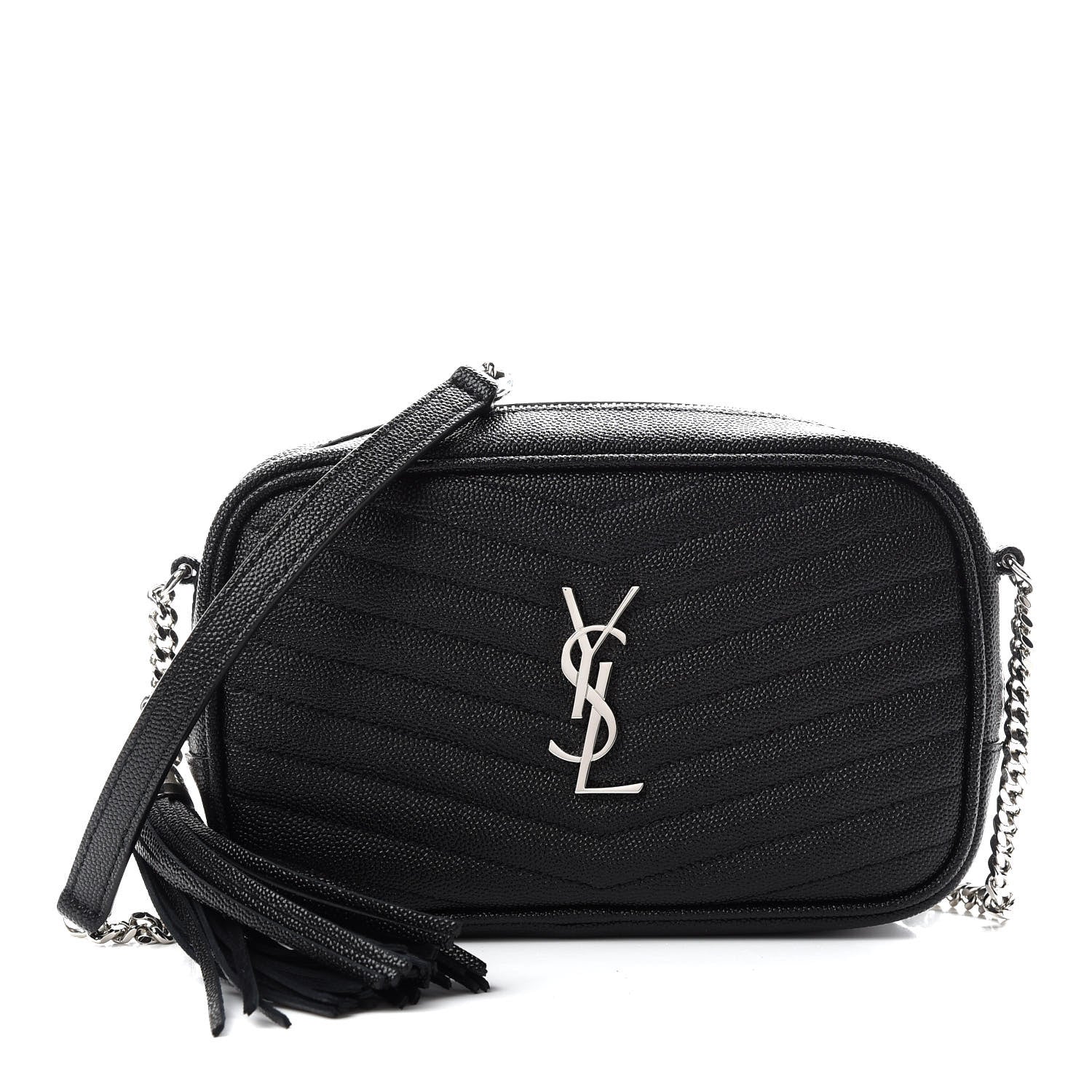 Saint Laurent Grain De Poudre Matelasse Monogram Mini Lou Camera Bag Black 1 of 9