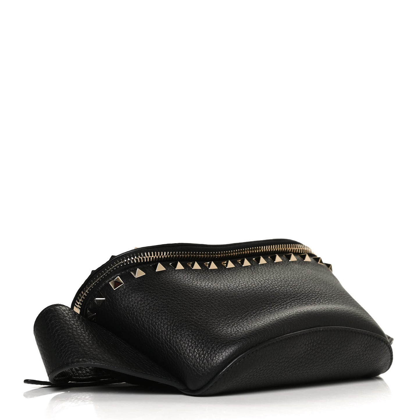 Grainy Calfskin Rockstud Belt Bag Black