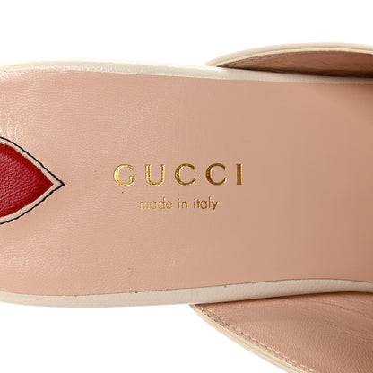 Gucci Goatskin Bee Star Embroidered Womens Princetown Slippers 39 Mystic White 8 of 10