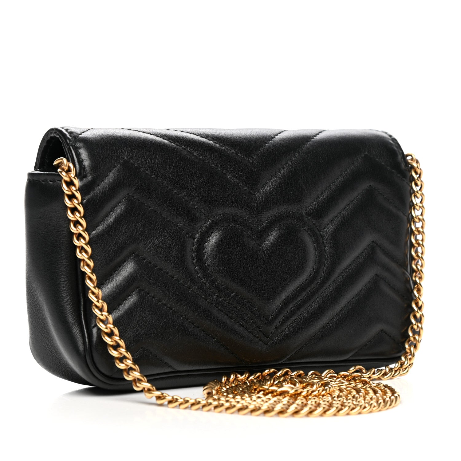 Gucci Calfskin Matelasse Super Mini GG Marmont Shoulder Bag Black 3 of 10