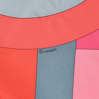 Hermes Silk Perspective Cavaliere 140 Shawl Rose Vif Cobalt Vert 3 of 4