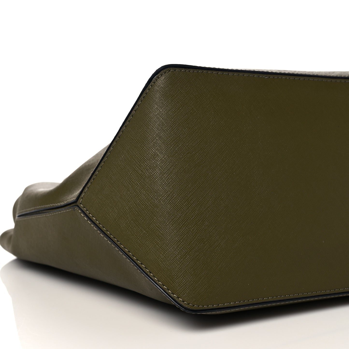 Calfskin Embossed Logo East West Shopper Tote Olive Geen