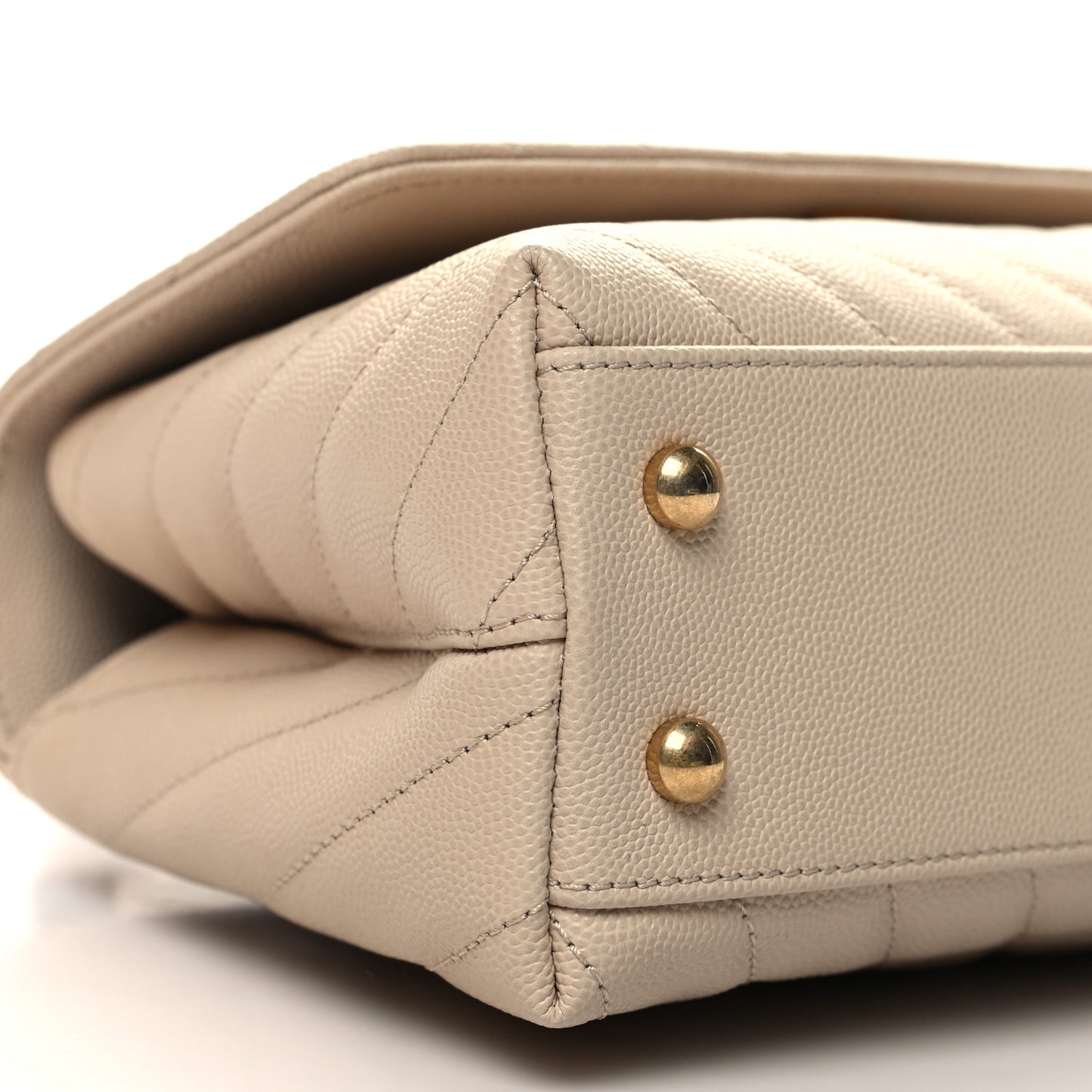 Caviar Lizard Chevron Quilted Mini Coco Handle Flap Ivory
